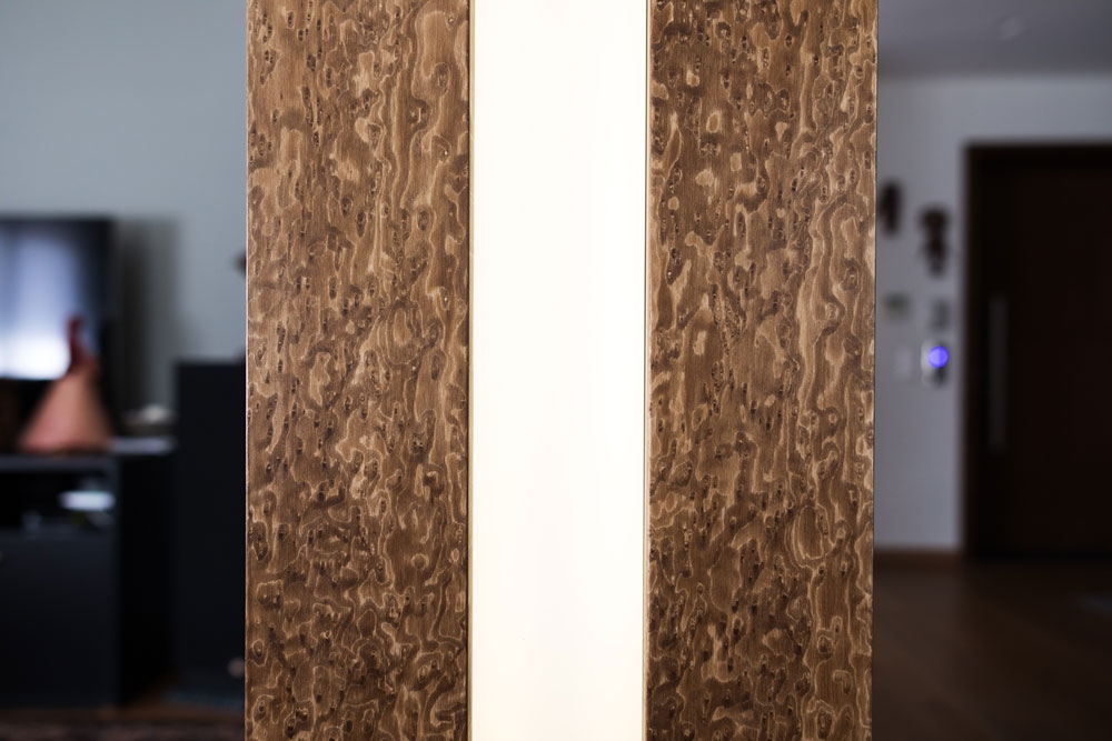 COLUMN PANELING &amp; CEILING LAMP